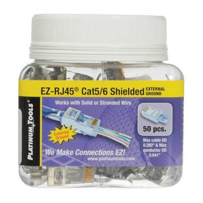 Platinum Tools Shielded EZ-RJ45 Connectors for CAT5e & CAT6 with External Ground (Jar Pack 202022J