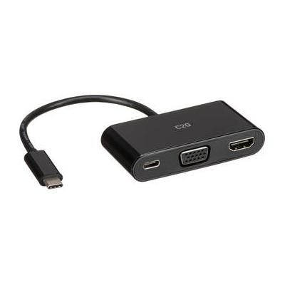 C2G USB Type-C to HDMI and VGA Adapter with Power Delivery (Black) 26884