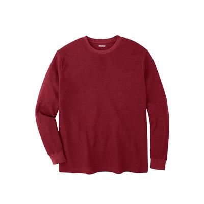 Men's Big & Tall Waffle-knit Thermal Crewneck Tee by KingSize in Rich Burgundy (Size 5XL) Long Underwear Top