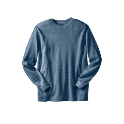 Men’s Big & Tall Waffle-knit Thermal Crewneck Tee by KingSize in Heather Slate Blue (Size 6XL) Long Underwear Top