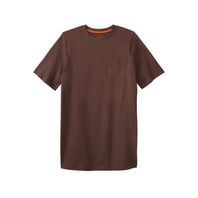 Men's Big & Tall Heavyweight Longer-Length Pocket Crewneck T-Shirt by Boulder Creek in Dark Brown (Size 6XL)