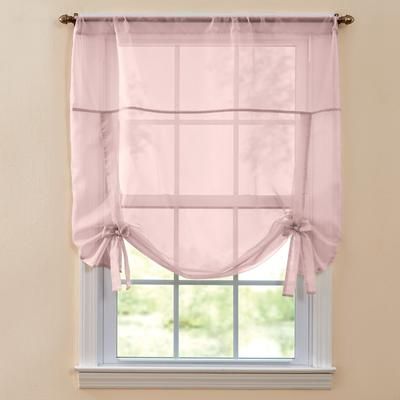 Wide Width BH Studio Sheer Voile Tie-Up Shade by BH Studio in Pale Rose (Size 44" W 44" L) Window Curtain