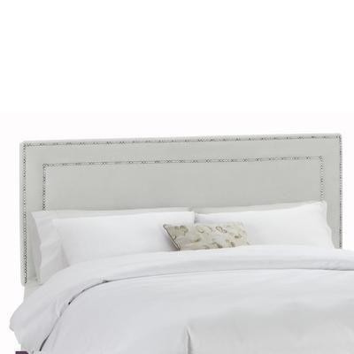 Velvet with Brass Nailhead Trim Queen Headboard by Skyline Furniture in Grey