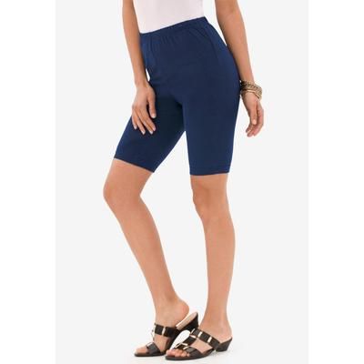 Plus Size Women's Plus Size Everyday Essential Stretch Bike Shorts by Roaman's in Navy (Size S) Cycle Gym Workout