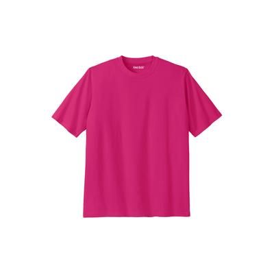 Men's Big & Tall Shrink-Less Lightweight Crewneck T-Shirt by KingSize in Electric Pink (Size 3XL)
