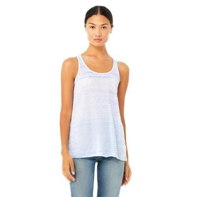 Bella + Canvas B8800 Women's Flowy Racerback Tank Top in Blue Marble size XS | Polyester Blend 8800, BC8800