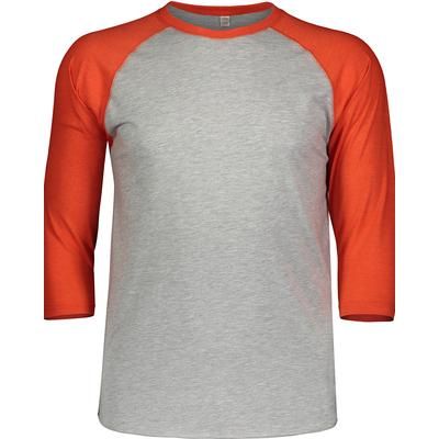 LAT 6930 Baseball Top in Vintage Heather/Vintage Orange size Small | Ringspun Cotton LA6930