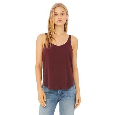 Bella + Canvas B8802 Women's Flowy Side-Slit Tank Top in Maroon size Large | Polyester Blend 8802, BC8802