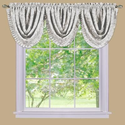 Wide Width Ombre Waterfall Valance by Achim Home Décor in Ivory (Size 48" W 36" L)