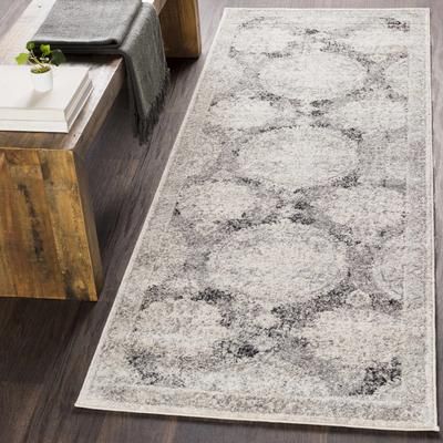 Pottery 2'7" x 7'3" Traditional Medium Gray/Ivory/Charcoal Runner - Hauteloom