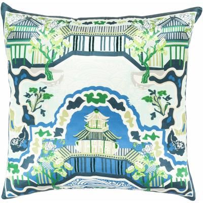 Nerang 18" Square Traditional Silk Emerald/Olive/Beige/Blue/Deep Teal/Seafoam/Teal/Light Green/Sage Throw Pillow - Boutique Rugs