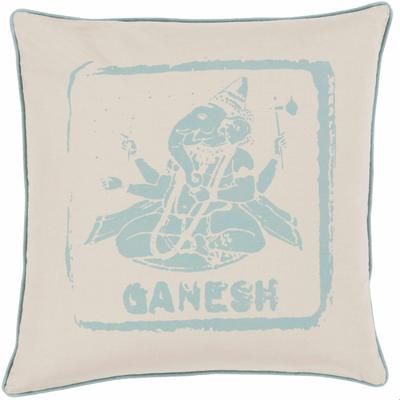 Forbestown 22" Square Cottage Cotton Teal/Beige Throw Pillow - Boutique Rugs