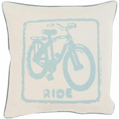 Oakington 18" Square Cottage Cotton Teal/Beige Throw Pillow - Boutique Rugs