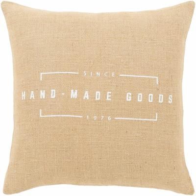 Lakeland 18" Square Cottage Jute Ivory/Tan Throw Pillow - Boutique Rugs