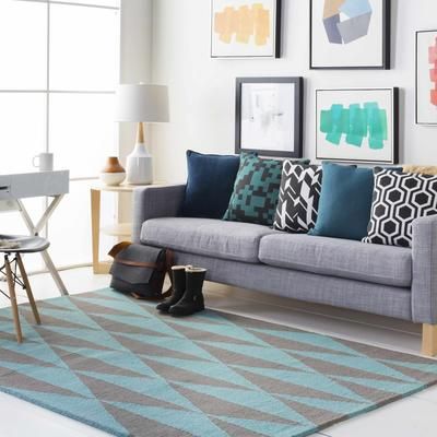 Howertons 18" Square Modern Cotton Black/Teal Throw Pillow - Boutique Rugs
