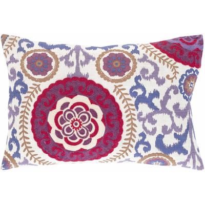 Paxico 14"L x 20"W Cottage Ivory/Brown/Burgundy/Plum Lumbar Pillow - Boutique Rugs