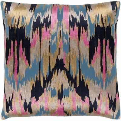 Reynoldsburg 20" Square Traditional Cotton Navy/Mustard/Deep Teal/Light Brown/Rose/Dark Pink/Teal Throw Pillow - Boutique Rugs