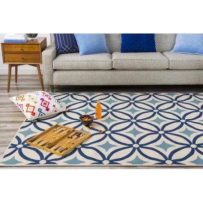 Aneth 22" Square Modern Cotton Blue Lumbar Pillow - Boutique Rugs