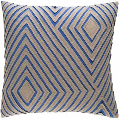 Kelvedon 22" Square Modern Cotton Blue/Light Brown Throw Pillow - Boutique Rugs