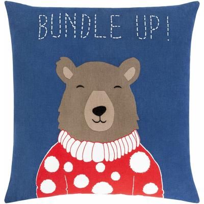 Tonyrefail 18" Square Cottage Cotton Black/White/Dark Blue/Medium Brown/Red/Navy Throw Pillow - Boutique Rugs