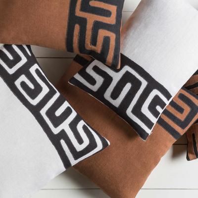 Briston 20" Square Black/Brown/Dark Red Lumbar Pillow - Boutique Rugs