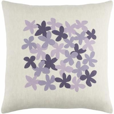 Appledore 20" Square Cottage Lavender/Beige/Plum Throw Pillow - Boutique Rugs