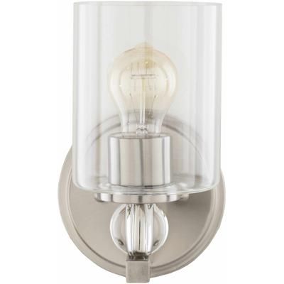 Kingscote 6"L x 6"W x 10"H Nickel/Clear/Metallic - Nickel/Clear Wall Sconce - Boutique Rugs