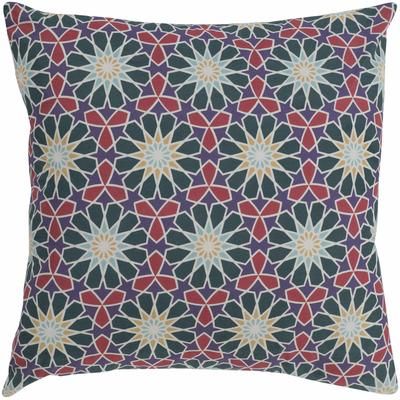 Bangall 22" Square Modern Cotton Dark Green/Cream/Aqua/Peach/Plum/Red/Wheat/Peach/Green Throw Pillow - Boutique Rugs