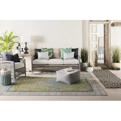 Edgware 16" Square White/Denim/Dusty Sage/Medium Gray/Oatmeal Outdoor Throw Pillow - Boutique Rugs