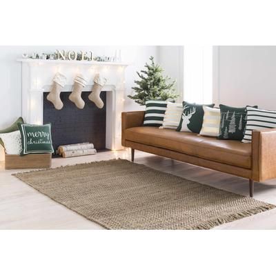 Muenster 18" Square Cottage Cotton Dark Green/Ivory/Green Throw Pillow - Boutique Rugs