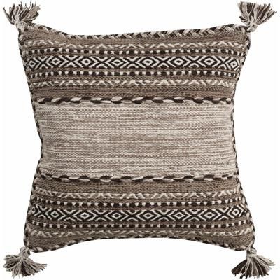 Grahamston 18" Square Cotton Black/Brown/Light Gray/Dark Red Throw Pillow - Boutique Rugs