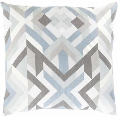 Hydaburg 18" Square Modern Cotton Denim/White/Light Gray/Charcoal/Pale Blue Throw Pillow - Boutique Rugs