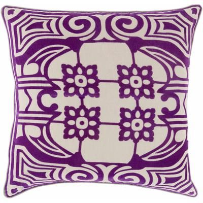 Kasson 18" Square Traditional Beige/Gray/Plum Throw Pillow - Boutique Rugs