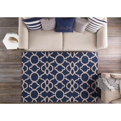 Powersburg 18" Square Modern Cotton Ivory/Navy Throw Pillow - Boutique Rugs