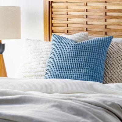 Toodyay 22" Square Cottage Cotton Light Blue Throw Pillow - Boutique Rugs