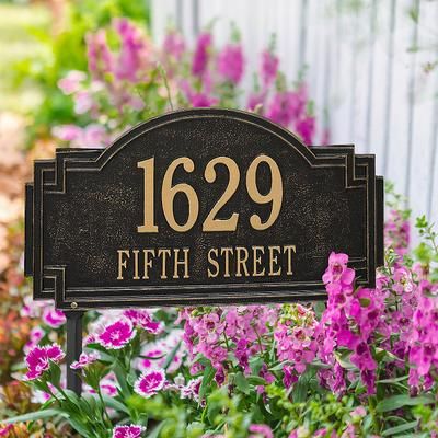 Willow Address Plaques - Lawn Plaque, Bronze/Gold Lawn Plaque, Standard, Two Lines - Frontgate