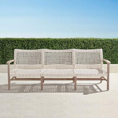Sofa, Isola - Weathered Teak & Washed White Wicker - Outdoor Furniture - Frontgate