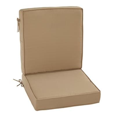 BH Outdoor Performance 2-Section Deep Seating Cushion by BrylaneHome in Khaki Patio Chair Thick Padding