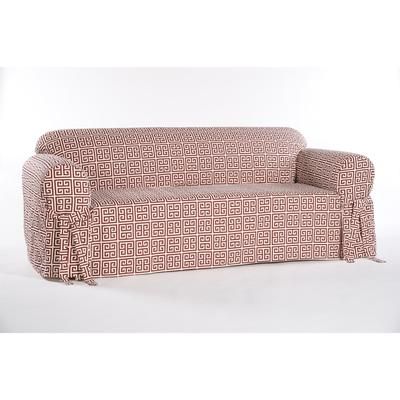 Roman Key Cotton Slipcover black by Classic Slipcovers in Red White (Size LOVESEAT)