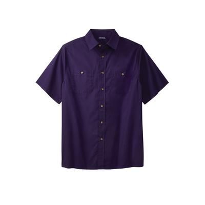 Men's Big & Tall Short-Sleeve Pocket Sport Shirt by KingSize in Dark Purple (Size 8XL)