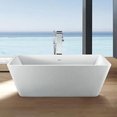Randolph Morris Ella 63 Inch Acrylic Double Ended Freestanding Tub - No Faucet Drillings RMA190-W