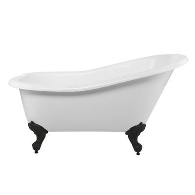 Randolph Morris Aurora 57 Inch Acrylic Slipper Clawfoot Tub - Rim Faucet Drillings - Imperial Ball & Claw Feet RMA57SL7WSIB