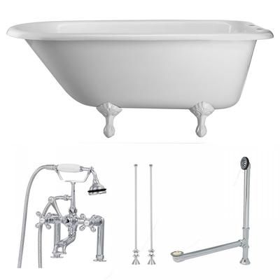 Randolph Morris Heritage 57 Inch Cast Iron Classic Clawfoot Tub and Faucet Package TUBSET27WHCP