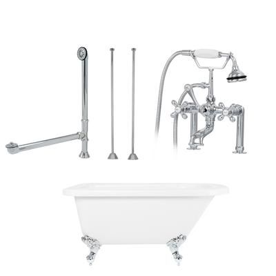 Randolph Morris Savanna 60 Inch Acrylic Clawfoot Tub Package - White / Chrome Feet & Fixtures SAVINGSPACKAGE-RT60-C