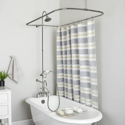 Randolph Morris 54 Inch Deck Mount Clawfoot Tub Shower Enclosure with Gooseneck Faucet and Watering Can Shower Head RM731WBN