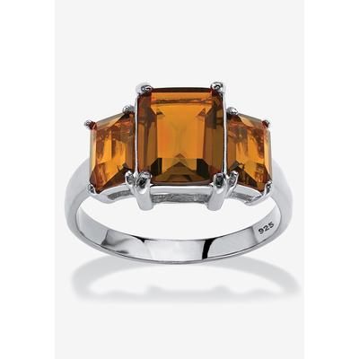 Sterling Silver 3 Square Simulated Birthstone Ring by PalmBeach Jewelry in November (Size 8)