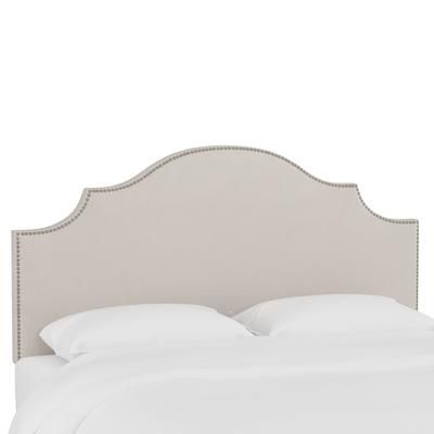 Microsuede Nail Button Botched Headboard by Skyline Furniture in Premier Platinum (Size FULL)