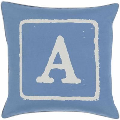Gorin 18" Square Cottage Cotton Blue/Oatmeal/Medium Gray Throw Pillow - Boutique Rugs