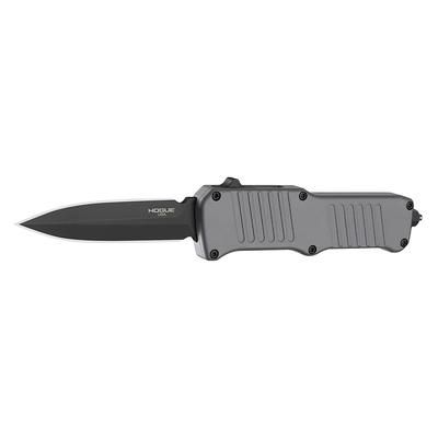 Hogue Mini Incursion Automatic Folding Knife 3.1in Double Edge Blade Black Finish Matte Gray Handle 54072-EXLKRL