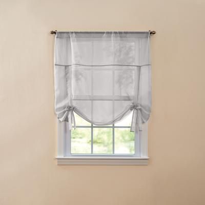 Wide Width BH Studio Sheer Voile Tie-Up Shade by BH Studio in Silver (Size 32" W 63" L) Window Curtain